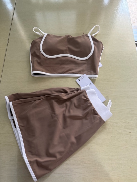 ALO Yoga Other - ALO Yoga Brown and White Sports Bra & Skirt Set